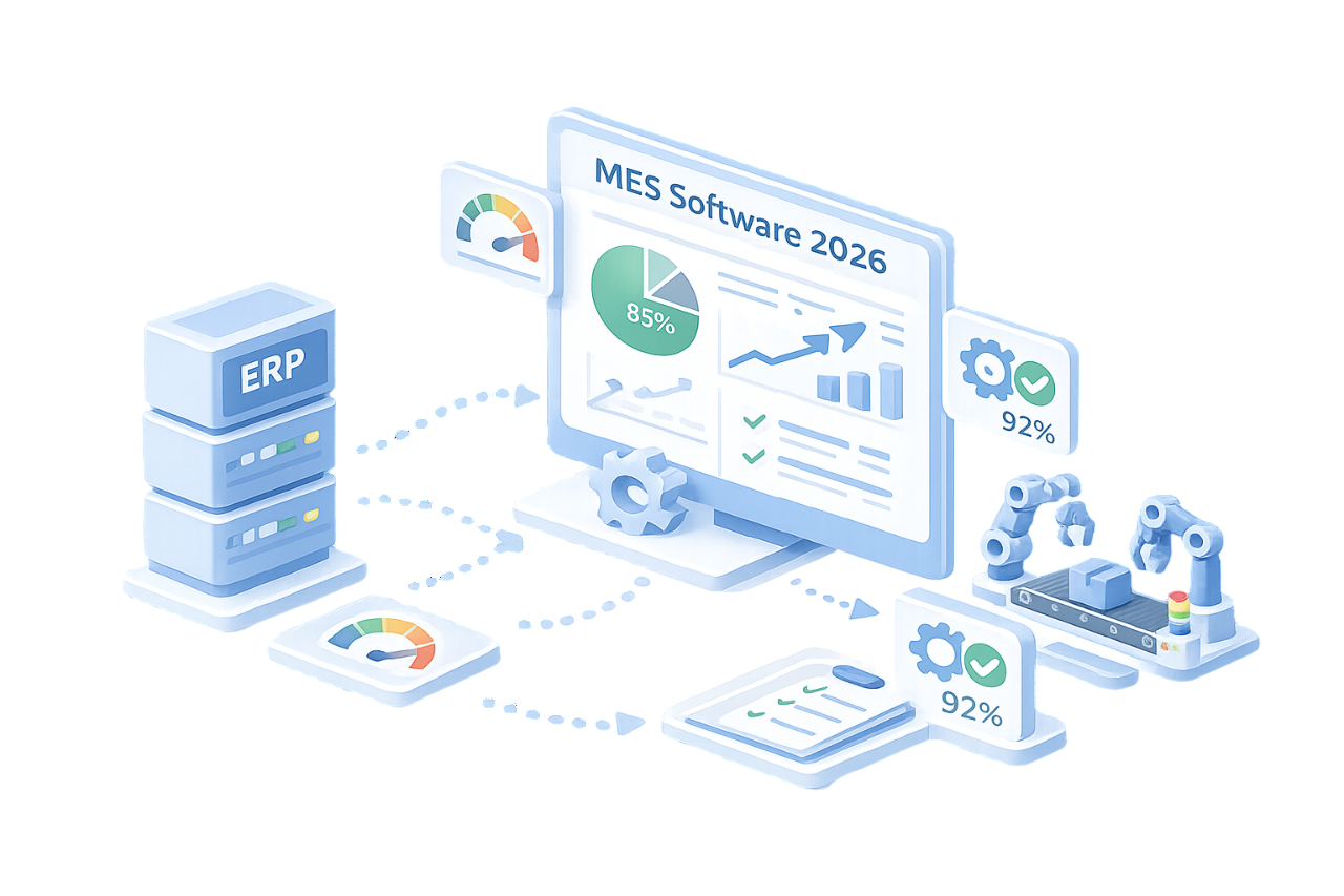 Steigern Sie Ihre OEE mit professioneller MES Software 2026. Erfahren Sie alles über BDE, Maschinendaten und den Lückenschluss zwischen ERP und Shopfloor.
