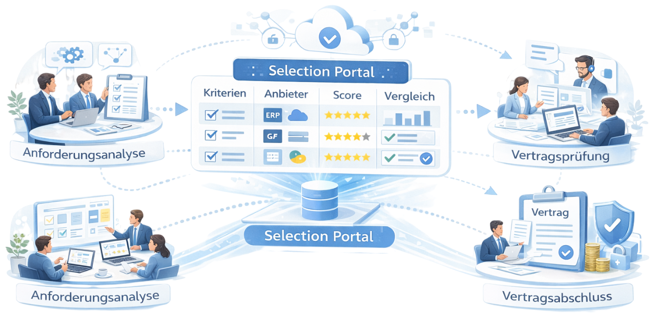 Der digitale Software-Einkauf: Vom Requirements Engineering bis zur Vertragsprüfung im Selection Portal